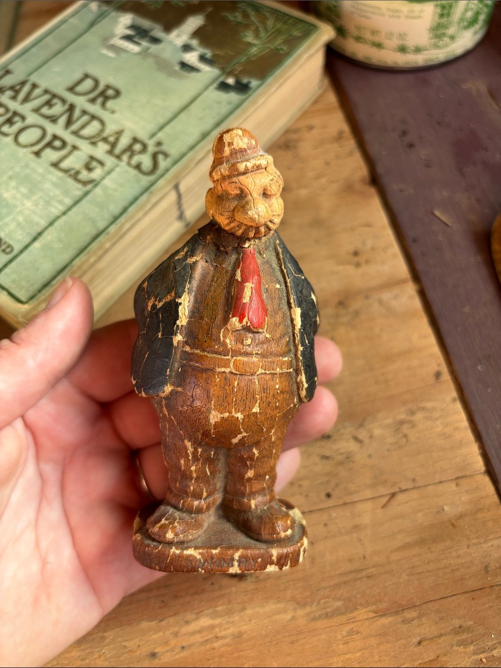 1940s Vintage Figural Gentleman Figurine in Black and Brown with Red Tie✨